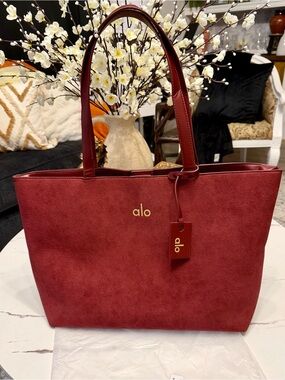 ALO Yoga Suede Burgundy Tote Bag